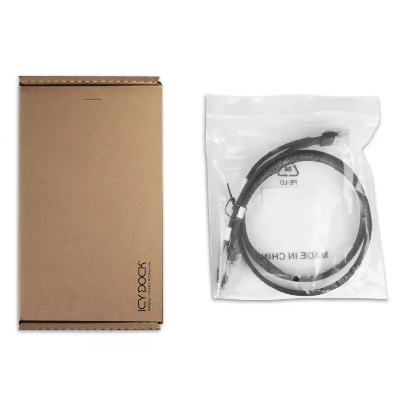 ICY DOCK - SlimSAS 8i SFF-8654 uz 2x SlimSAS 4i SFF-8654 kabelis - 0,5 m