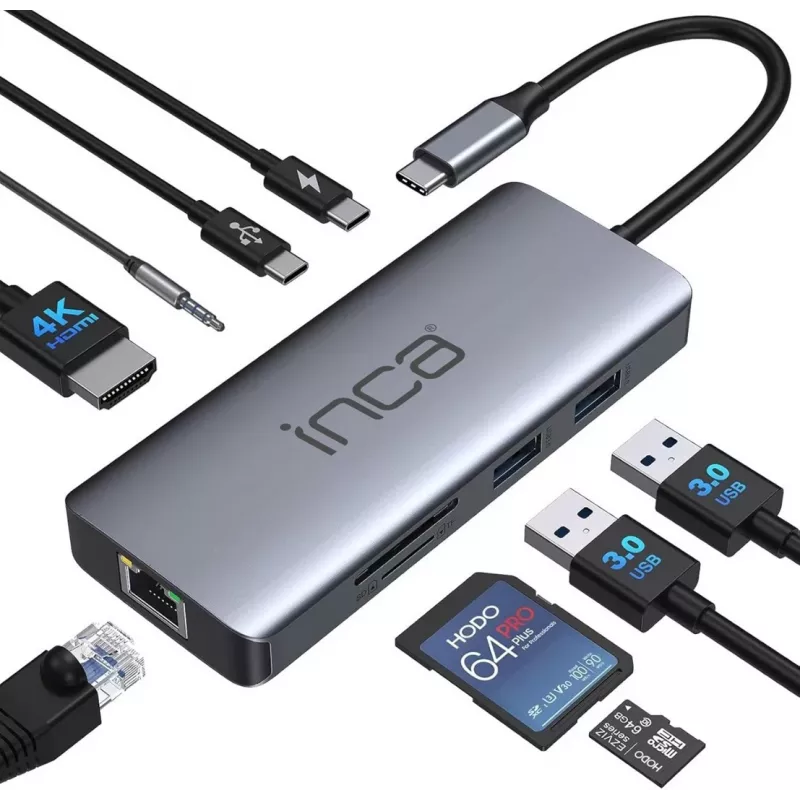 INCA Adapter ITPC-10TX USB-C 9-in-1 - Adapteris