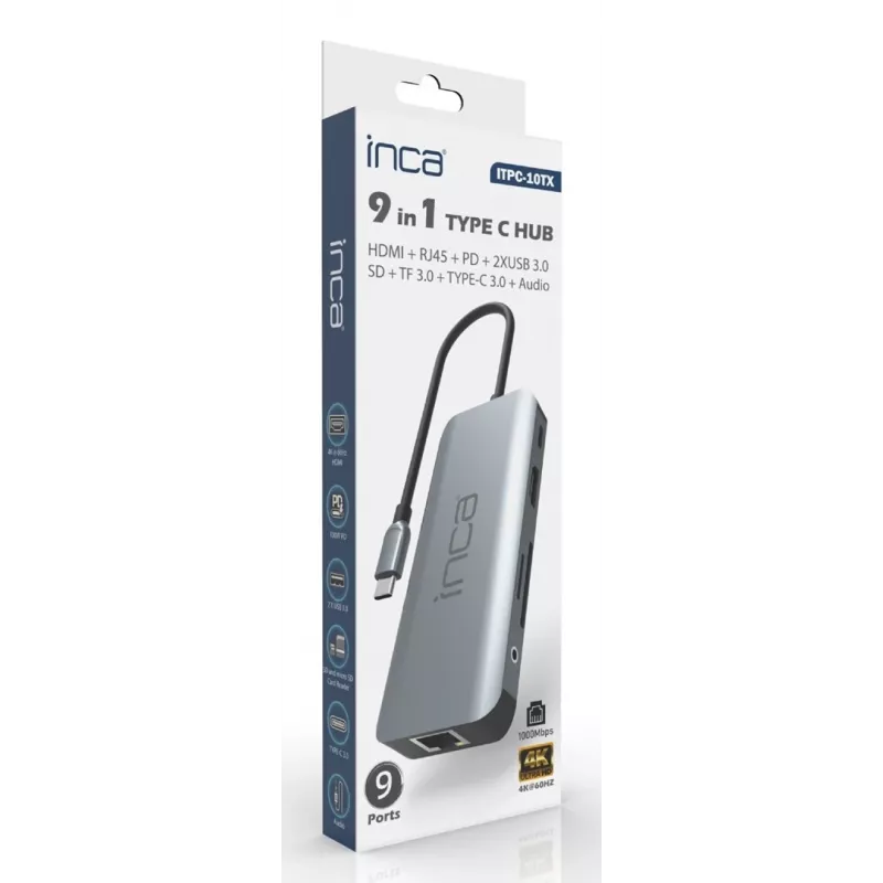 INCA Adapter ITPC-10TX USB-C 9-in-1 - Adapteris