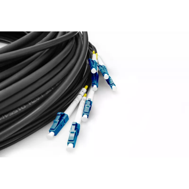 DIGITUS Vorkonfektionēts universāls optiskās šķiedras sadales kabelis, viens režīms OS2, 8 šķiedras, LC/UPC - LC/UPC