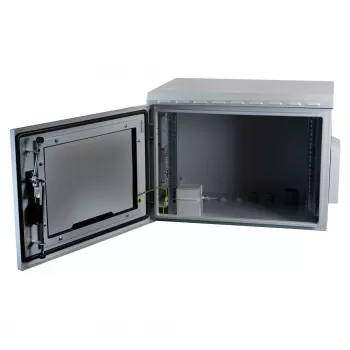 19 collu sienas korpuss IP55 EFB Elektronik 7U stikla durvis dziļums 450 mm, tērauda metināts, IP55, slodze 100 kg