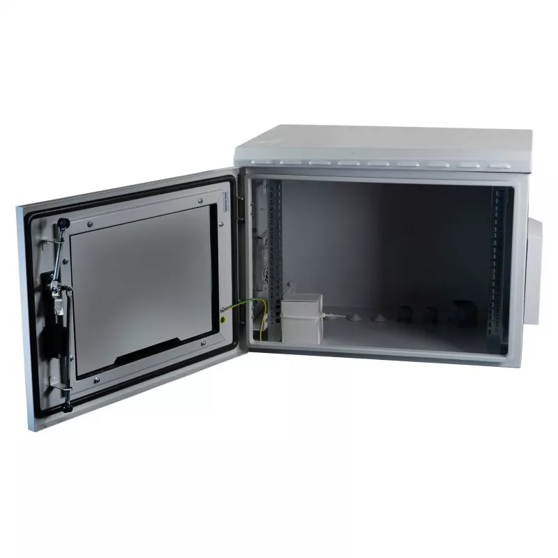 19 collu sienas korpuss IP55 EFB Elektronik 7U stikla durvis dziļums 450 mm, tērauda metināts, IP55, slodze 100 kg