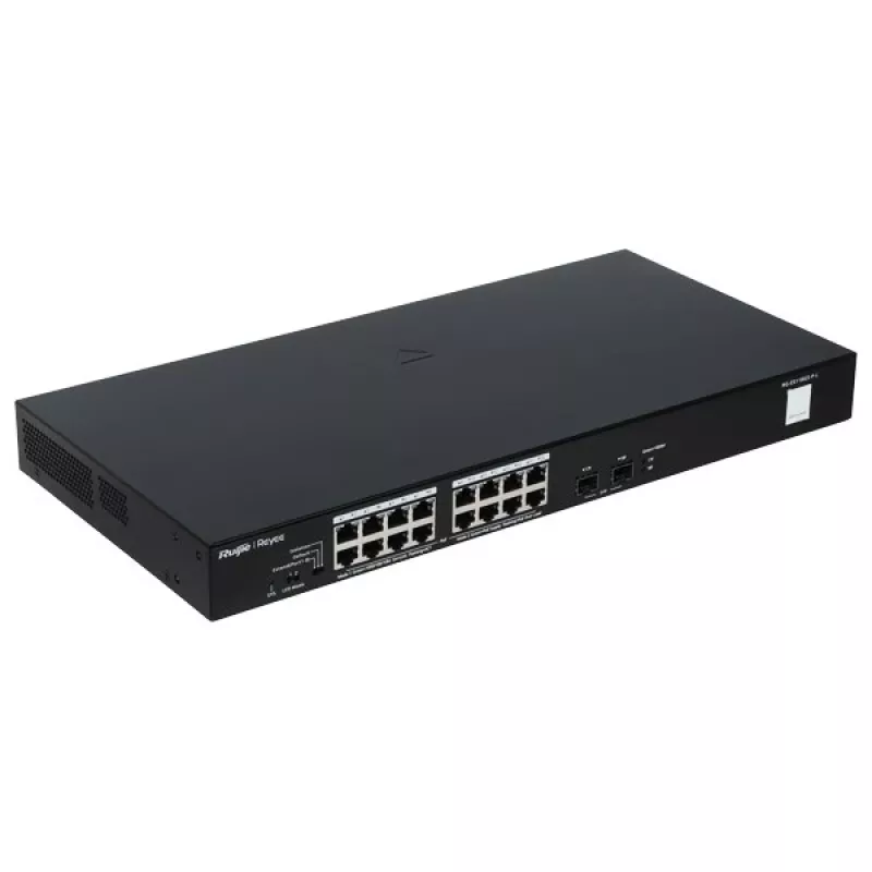 Reyee 16 portu 1000 Mb/s + 2 gigabitu SFP porti, 16 porti atbalsta PoE/PoE+ strāvu - Slēdzis - 1 Gbps