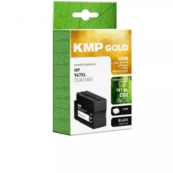 KMP Gold schwarz pigmentiert Druckerpatrone kompatibel zu HP 967XL (3JA31AE) (1766,6201)