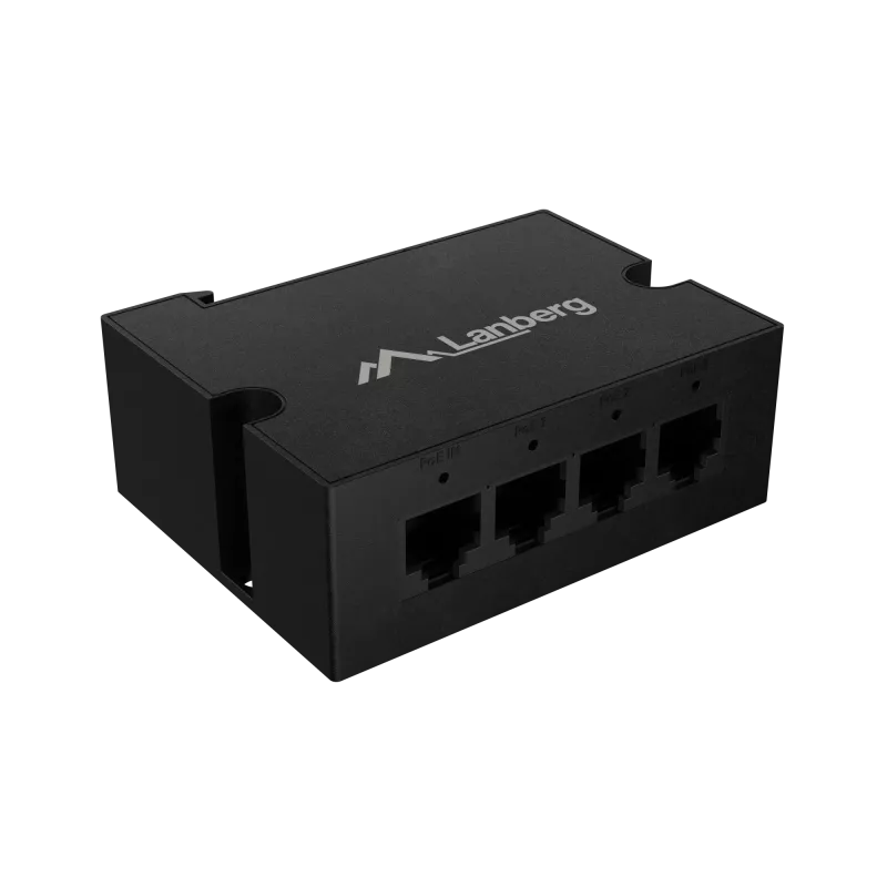 Slēdzis Lanberg DIN-FE4-AT-30W 1XIN 3X Out 100MB POE pagarinātājs Fast Ethernet Din Rail AT 30W