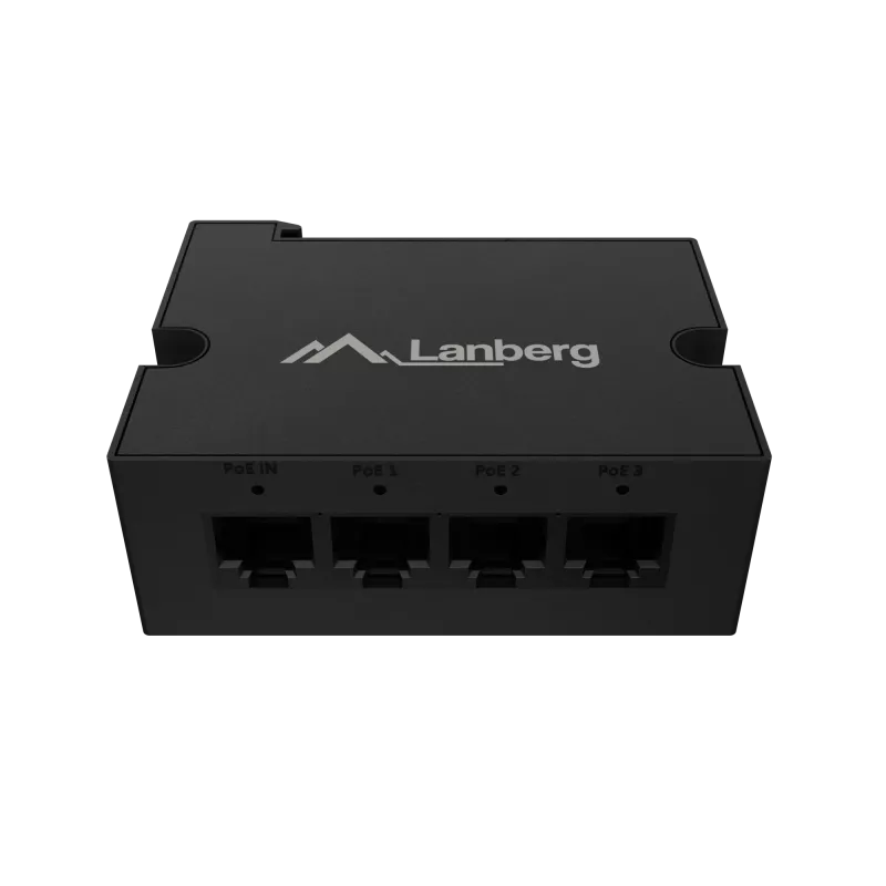 Slēdzis Lanberg DIN-FE4-AT-30W 1XIN 3X Out 100MB POE pagarinātājs Fast Ethernet Din Rail AT 30W