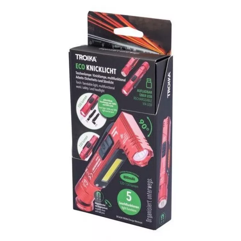 TROIKA Kabatas lukturītis ECO KNICKLICHT Sarkans (TOR55/RD)