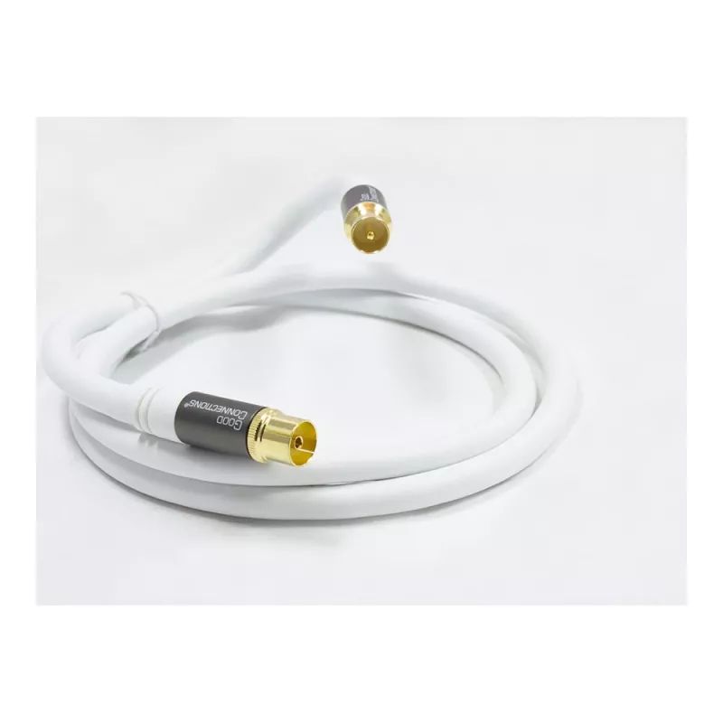 Antenas vads SmartFLEX, IEC/Koax spraudnis un ligzda, apzeltīts, četrkārt ekranēts, ekranējuma novērtējums 120dB, balts, 1,5m, Good Connections® (GC-M2042)