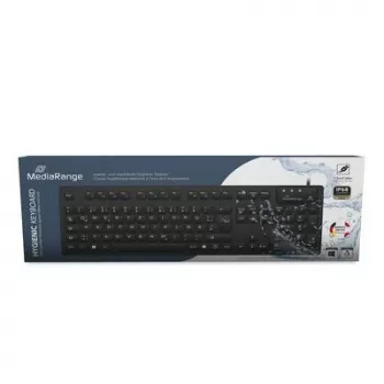 MediaRange kabelgeb. Higiēnas tastatūra, QWERTZ, IP68, 1,5 m, melna