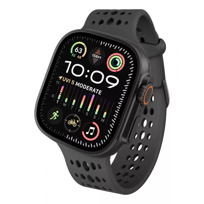 Decoded Silicone Ares O Band - Silikona siksna Apple Watch 44/46/49 mm (melna)