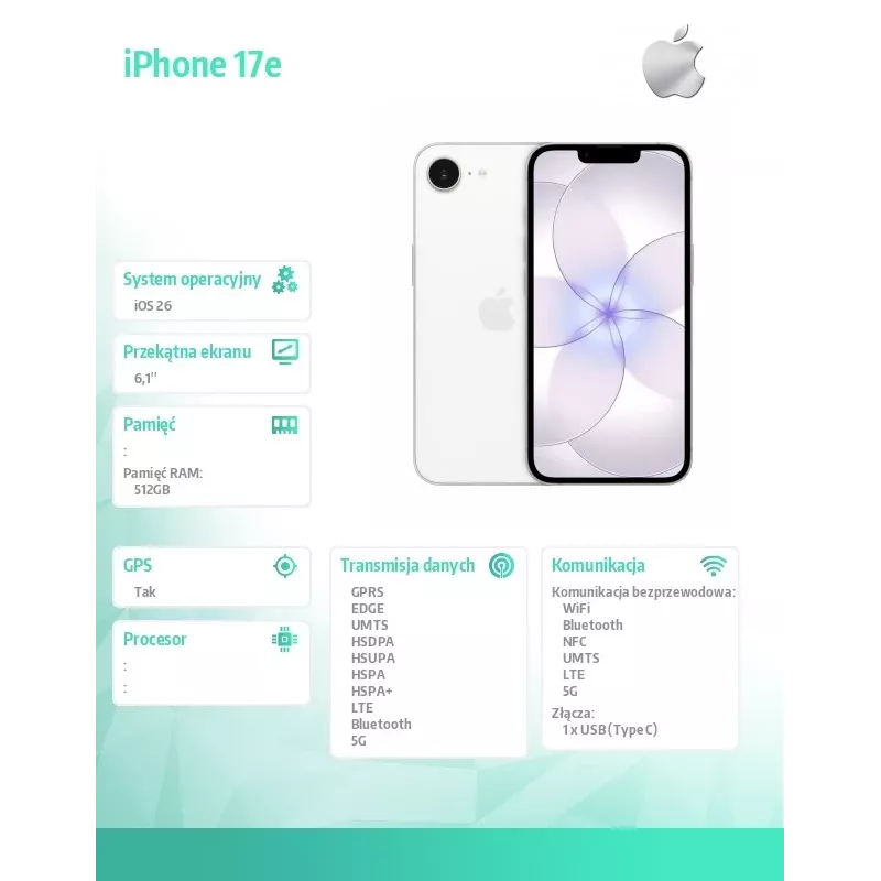 iPhone 17e 512GB Balts