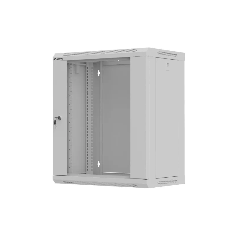 Sienas stiprinājuma rack skapis 19 collas 12U 540x350 pelēks stikla durvis (plakans iepakojums)
