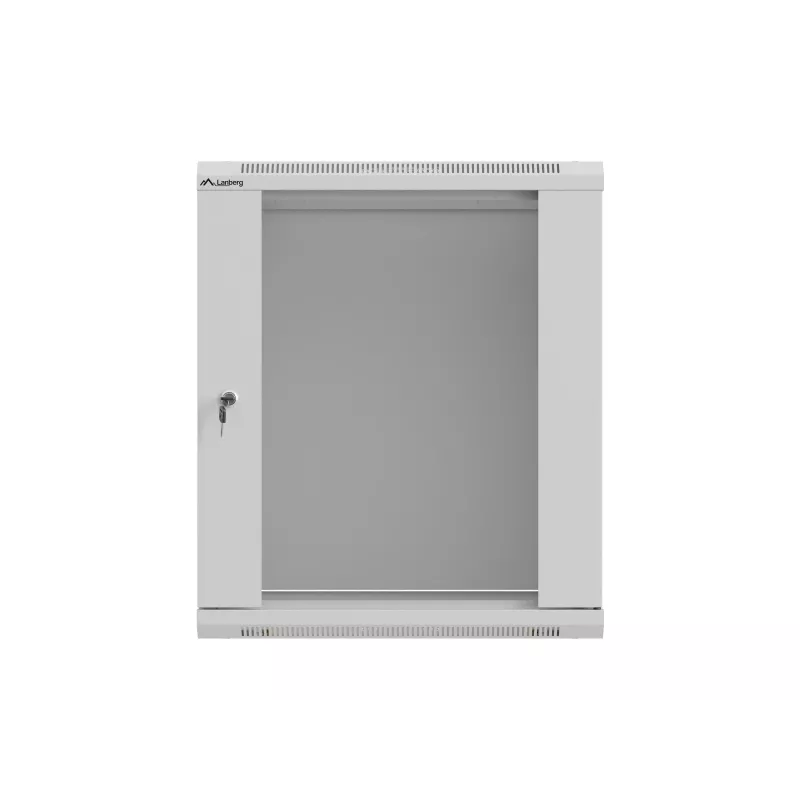 Sienas stiprinājuma rack skapis 19 collas 12U 540x350 pelēks stikla durvis (plakans iepakojums)