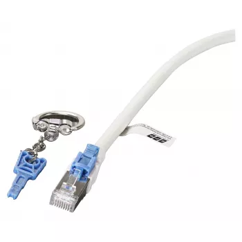 EFB RJ45 komutācijas kabelis Cat.6A S/FTP LSZH BC AWG26 bloķējams balts 0,5m