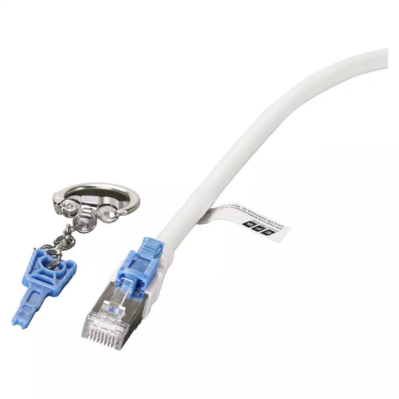 EFB RJ45 komutācijas kabelis Cat.6A S/FTP LSZH BC AWG26 bloķējams balts 0,5m