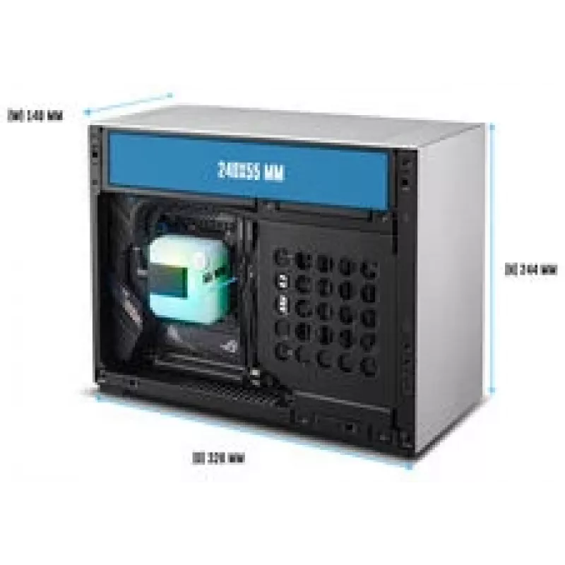 Lian Li x DAN Cases A4-H2O PC korpuss, Mini korpuss, Mini-ITX, PCIe 5.0 pagarinātājs - Sudraba