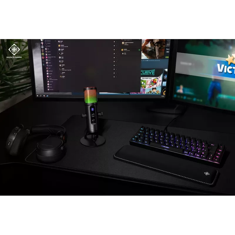 Deltaco Gaming RGB straumēšanas mikrofons melns