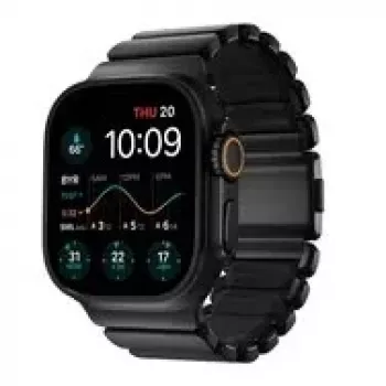 NOMAD Stratos Band - titāna aproce Apple Watch 49mm ar FKM (melnā titāna, melnā FKM)