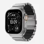 NOMAD Stratos Band - titāna aproce Apple Watch 49mm ar FKM (dabīgais titāns, melns FKM)
