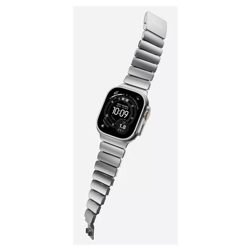 NOMAD Stratos Band - titāna aproce Apple Watch 49mm ar FKM (dabīgais titāns, melns FKM)
