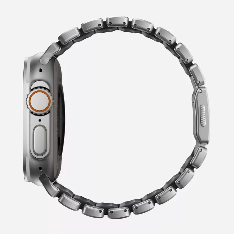 NOMAD Stratos Band - titāna aproce Apple Watch 49mm ar FKM (dabīgais titāns, melns FKM)
