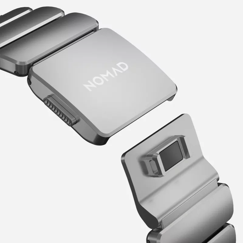 NOMAD Stratos Band - titāna aproce Apple Watch 49mm ar FKM (dabīgais titāns, melns FKM)