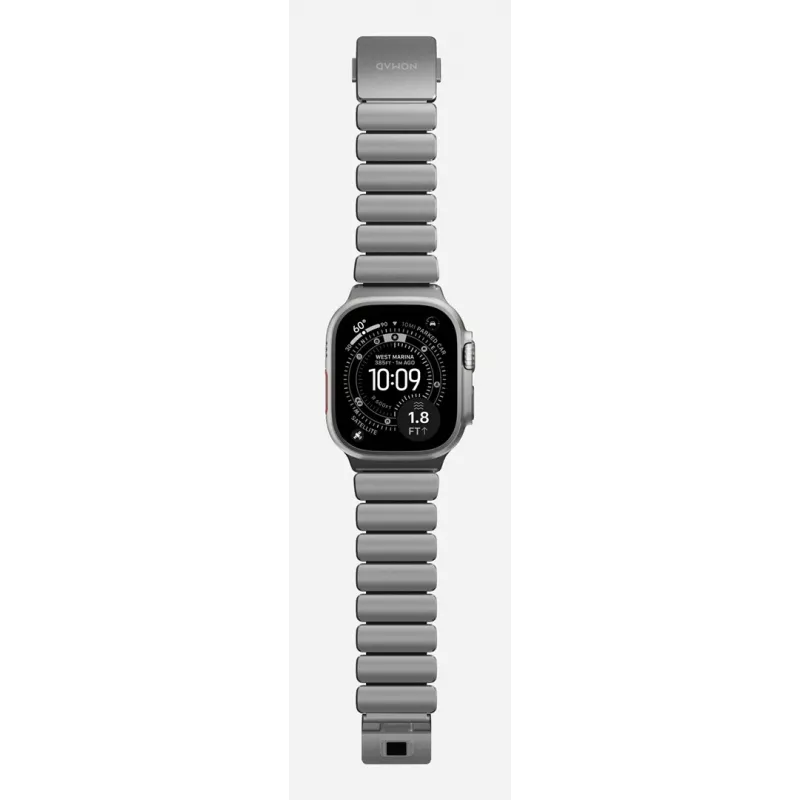 NOMAD Stratos Band - titāna aproce Apple Watch 49mm ar FKM (dabīgais titāns, melns FKM)