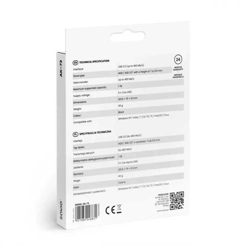 Ārējais HDD/SSD korpuss AK-73 SAVIO
