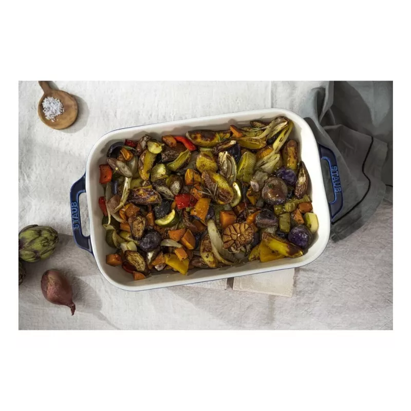 Staub taisnstūra trauks, keramika, tumši zils, 34x24x7,6