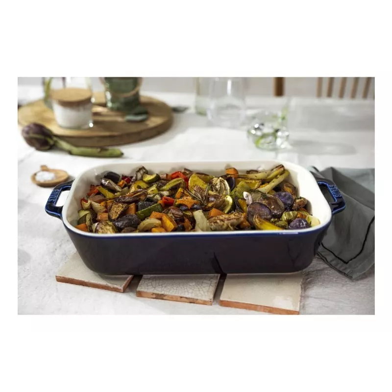 Staub taisnstūra trauks, keramika, tumši zils, 34x24x7,6