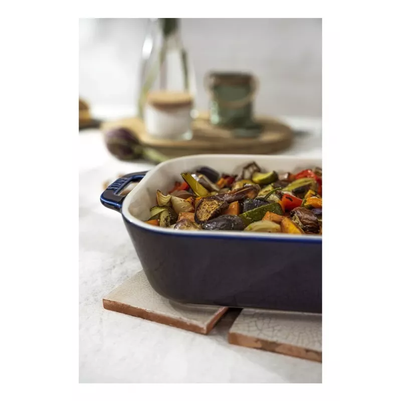 Staub taisnstūra trauks, keramika, tumši zils, 34x24x7,6
