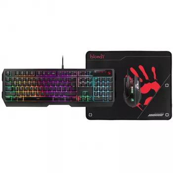 A4TECH BLOODY USB B1700 B140N +ES7 + BP-50M USB/ Esports Black USB komplekts (tastatūra+pele+paliktnis) (EN)