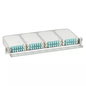 1U statīvā montējams nesējs FTTH moduļiem EFB Elektronik FTTH-BGT-1HE — 19 collas 48,3 cm, 8 moduļu sloti, priekšējais kabeļu paliktnis, līdz 96 LC pieslēgvietām 1U