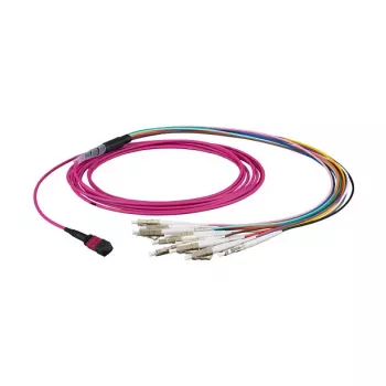 Optiskās šķiedras komutācijas kabelis MTP-F/LC 12 šķiedru OM5 LSZH laima zaļš, 7,5 m — EFB Elektronik