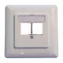 EFB Elektronik 2 portu Keystone rāmja komplekts ET-25091 — taisna DIN49075 kontaktligzda, RAL9003 balta, 80×80 mm rāmis ar 50×50 mm centrālo plāksni