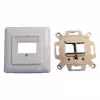 EFB Elektronik 2 portu Keystone rāmja komplekts ET-25091 — taisna DIN49075 kontaktligzda, RAL9003 balta, 80×80 mm rāmis ar 50×50 mm centrālo plāksni