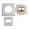 EFB Elektronik 2 portu Keystone rāmja komplekts ET-25091 — taisna DIN49075 kontaktligzda, RAL9003 balta, 80×80 mm rāmis ar 50×50 mm centrālo plāksni