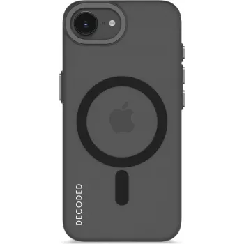 Decoded caurspīdīgs maciņš iPhone 16e, matēti melns caurspīdīgs