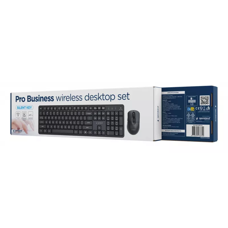 Gembird KBS-WMS-01 bezvadu tastatūras un peles komplekts, angļu, melns