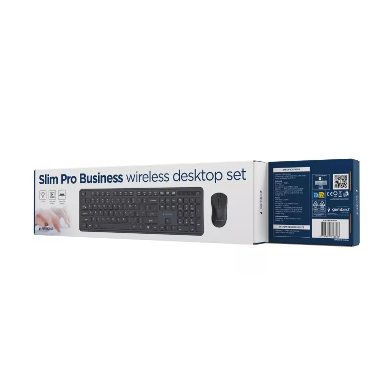 Gembird KBS-WPS-01 bezvadu tastatūras un peles komplekts, angļu valoda, melns