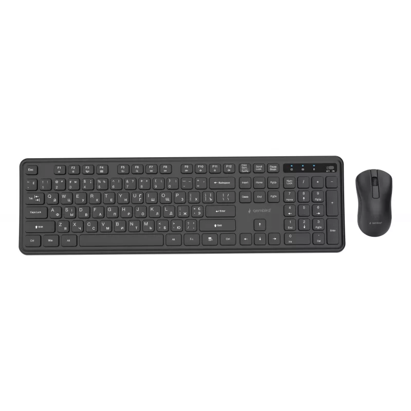 Gembird KBS-WPS-01-CYRL bezvadu tastatūras un peles komplekts, kirilica, melns
