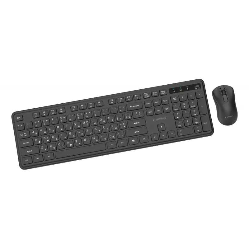 Gembird KBS-WPS-01-CYRL bezvadu tastatūras un peles komplekts, kirilica, melns