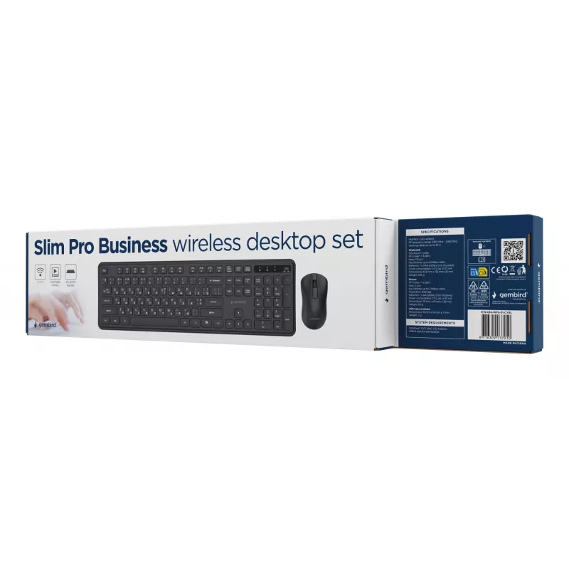 Gembird KBS-WPS-01-CYRL bezvadu tastatūras un peles komplekts, kirilica, melns