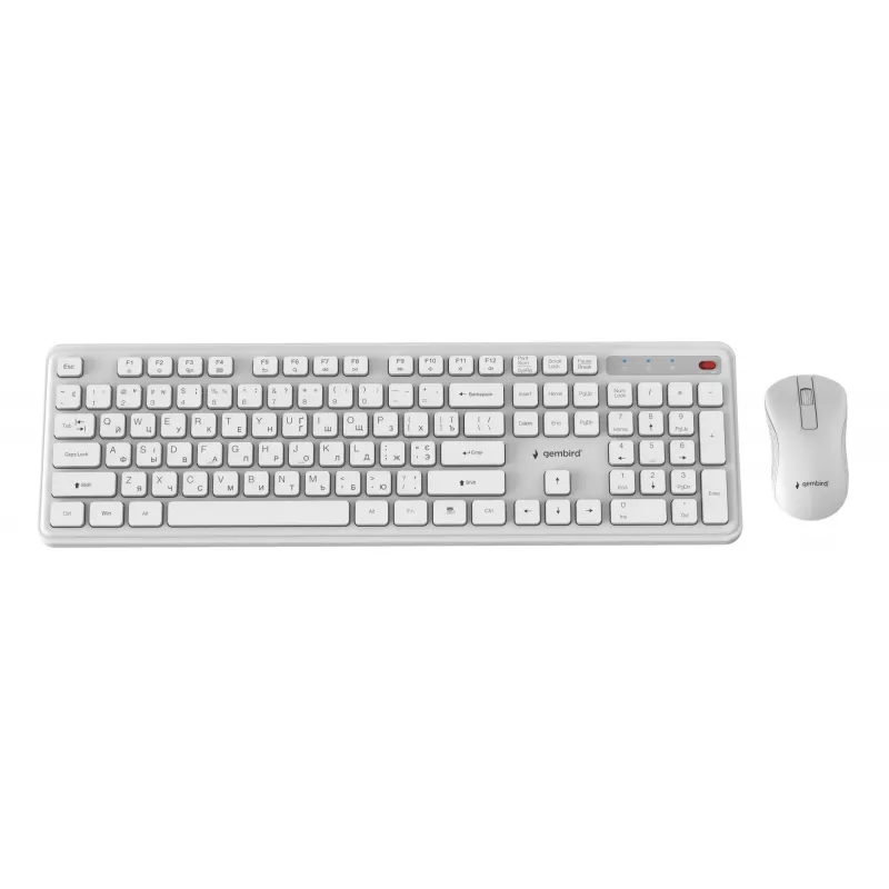 Gembird KBS-WPS-01-W-CYRL bezvadu tastatūras un peles komplekts, kirilica, balts