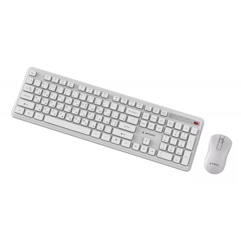 Gembird KBS-WPS-01-W-CYRL bezvadu tastatūras un peles komplekts, kirilica, balts