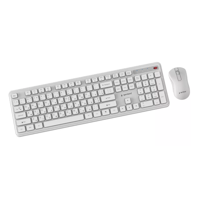 Gembird KBS-WPS-01-W-CYRL bezvadu tastatūras un peles komplekts, kirilica, balts