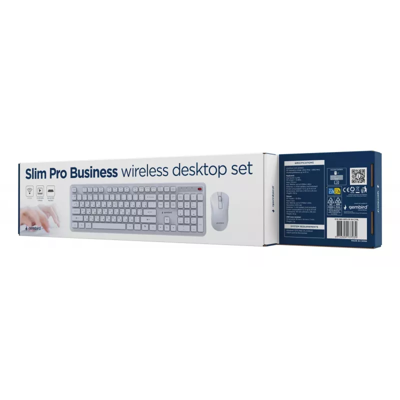 Gembird KBS-WPS-01-W-CYRL bezvadu tastatūras un peles komplekts, kirilica, balts