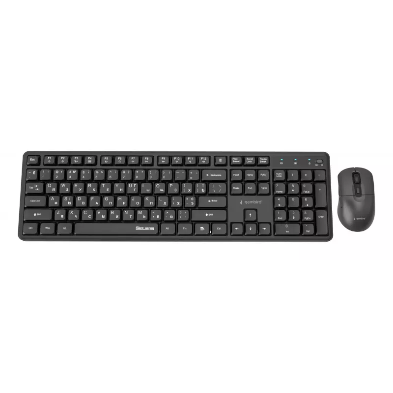 Gembird KBS-WMS-01-CYRL bezvadu tastatūras un peles komplekts, kirilica, melns