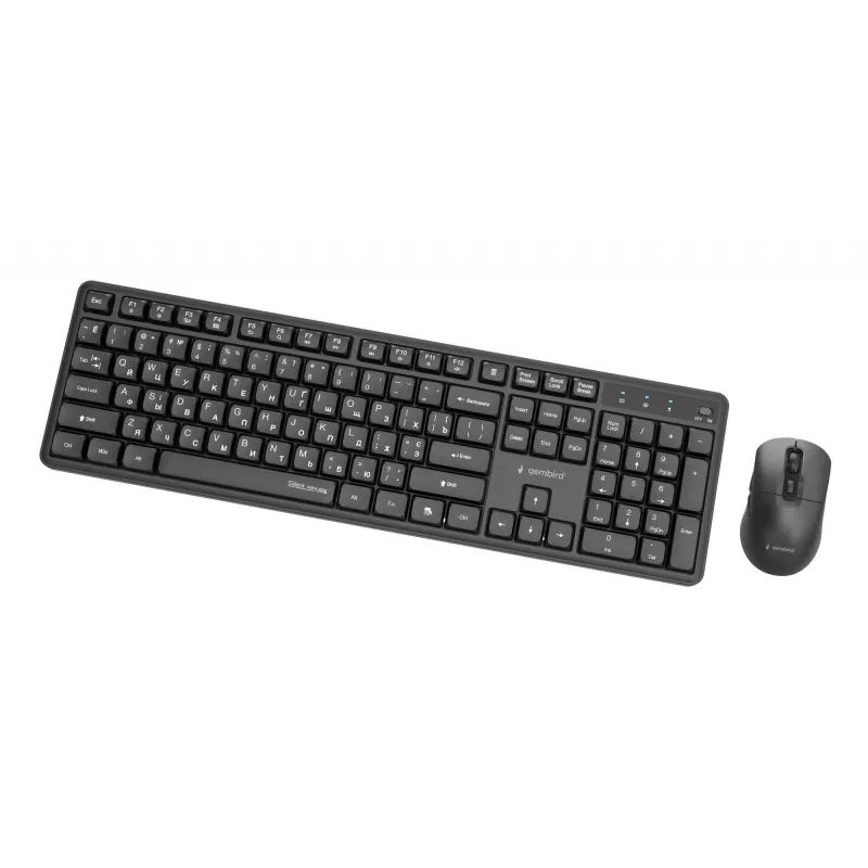 Gembird KBS-WMS-01-CYRL bezvadu tastatūras un peles komplekts, kirilica, melns