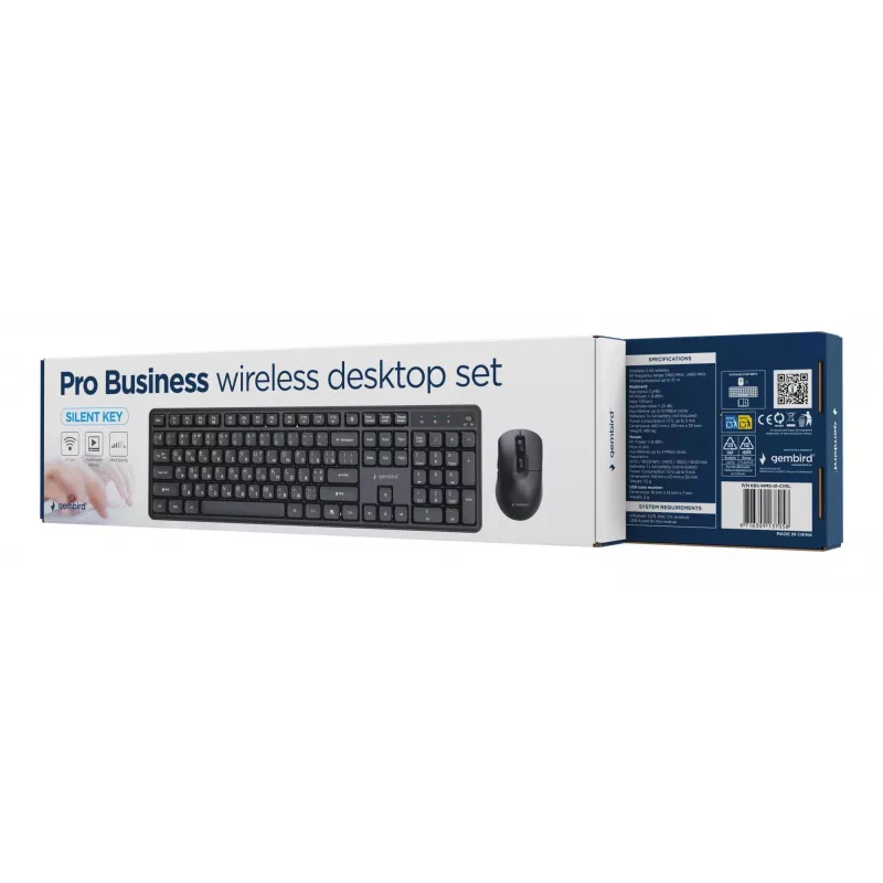 Gembird KBS-WMS-01-CYRL bezvadu tastatūras un peles komplekts, kirilica, melns